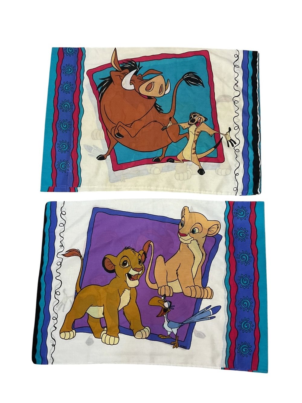 Vintage Disney The Lion King Pillowcases Set of 2 Simba Nala Timon Pumbaa